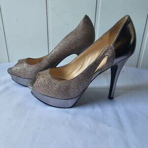 Size‎ 7 1/2 Marc Fisher Womens Glitter Heels Open Toe.